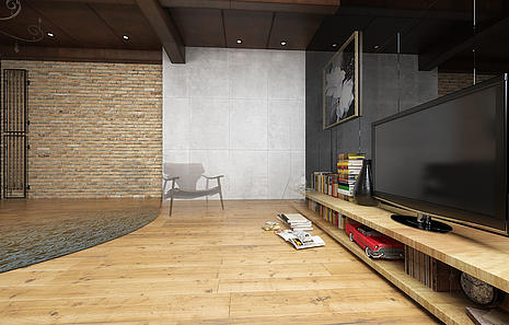 Parkettboden Parkettboden von HolzPartner in Rathenow vereint Qualität, Natürlichkeit und modernes Design. Er bringt Wärme in Ihre Wohnräume und sorgt für ein stilvolles Ambiente, das langlebig und pflegeleicht ist. Bildbeschreibung: Stilvoll eingerichtetes Wohnzimmer mit heller TV-Wand, Bücherregal und hochwertigem Parkettboden, der dem Raum einen modernen Loft-Charakter verleiht.